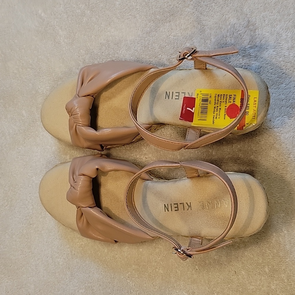 Anne Klein "Wheatley" Women's Nude Espadrille Wedge Sandals, NWT - Picture 7 of 10
